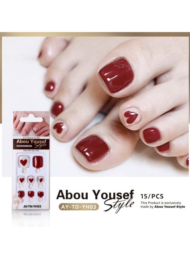 Abou Yousef Style Artificial nails for feet without glue 15 nails