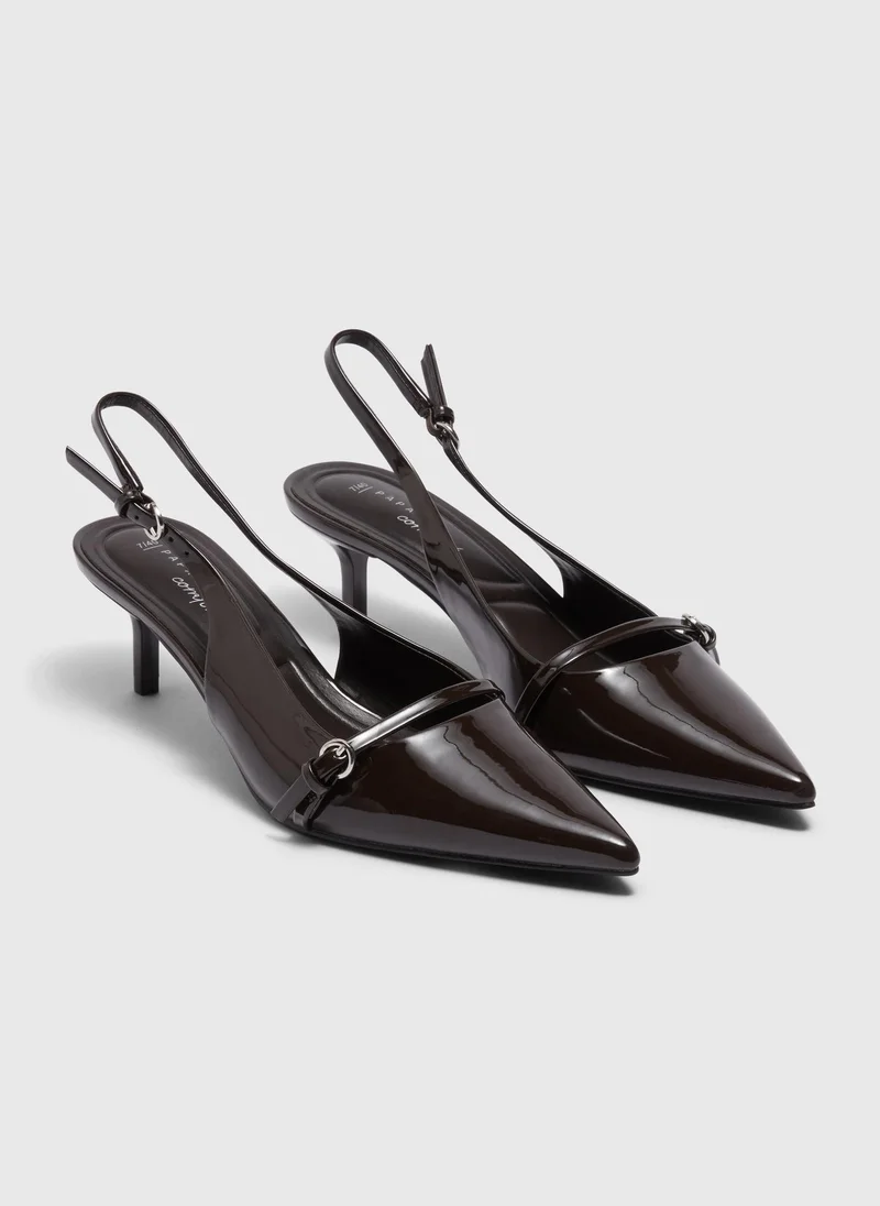 Matalan Et Vous Chocolate Brown Point Slingback Heels
