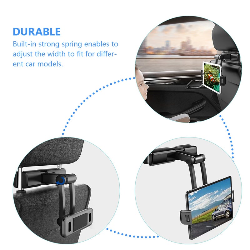 Car Headrest Mount, 360-Degree Adjustable Tablet Holder for Smartphones and Tablets - Image 5