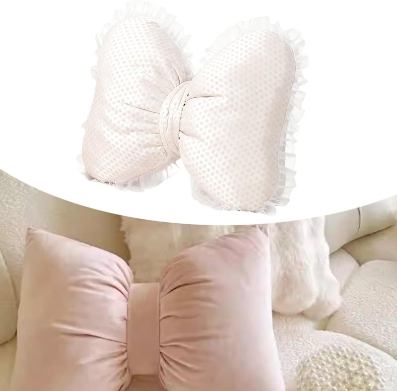 Bowknot Shaped Pillow Bedside Cushion Modern Home Furnishing Housewarming Gift Soft Throw Pillow for Auto Seat Study Room, Beige - Image 4