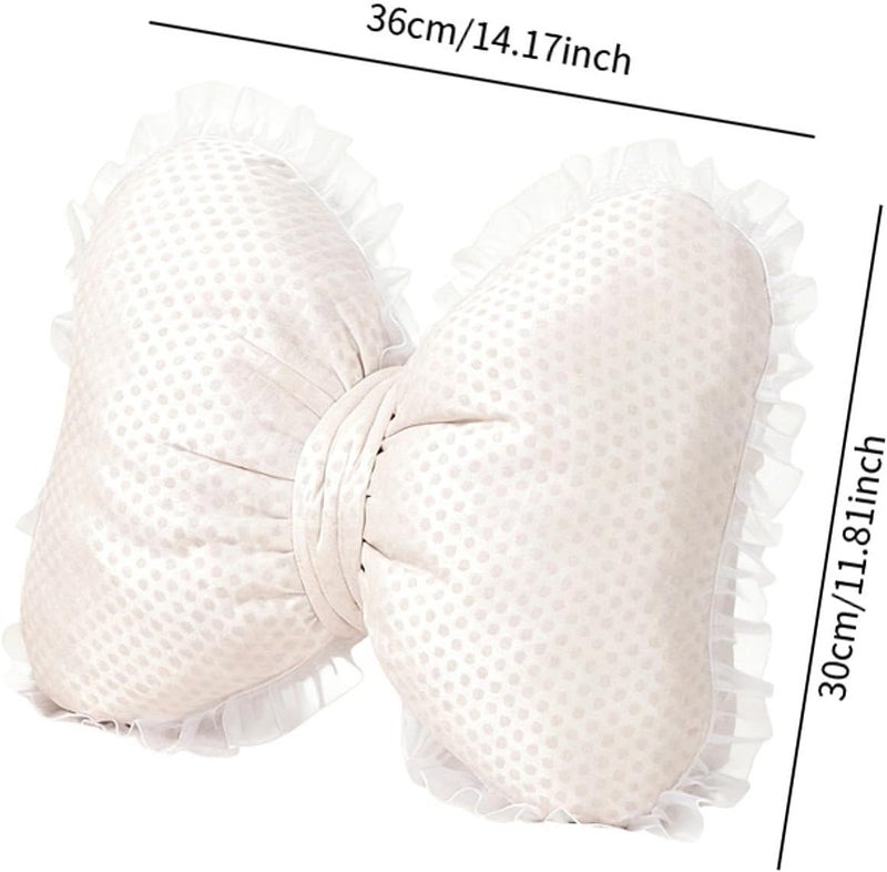 Bowknot Shaped Pillow Bedside Cushion Modern Home Furnishing Housewarming Gift Soft Throw Pillow for Auto Seat Study Room, Beige - Image 5