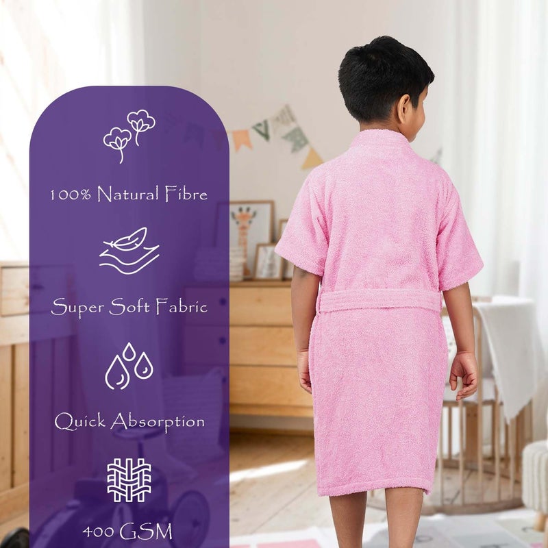 Rangoli روب استحمام للأطفال من رانغولي ميني نوبل 100% قطن، 400 غرام لكل متر مربع - روب استحمام فائق النعومة وامتصاص ممتاز مع غطاء رأس للأولاد والبنات، بنفسجي، من 9 إلى 10 سنوات - Image 2