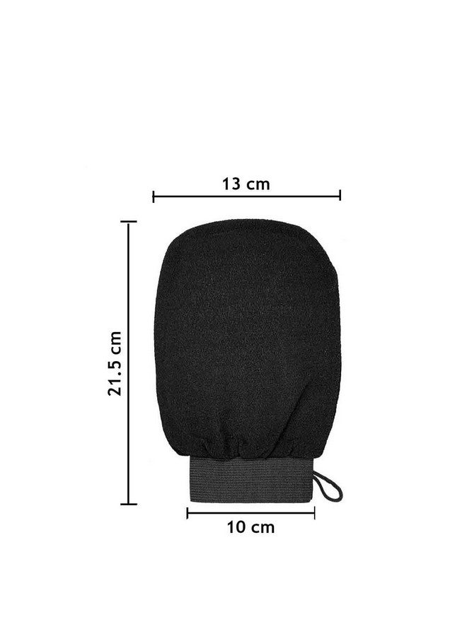 INOVERA (LABEL) Exfoliating Bathing Gloves - Shower Body Scrubber - Dual-Sided Cleaning Bath Scrubbers for Women, Men (Black) - Image 2
