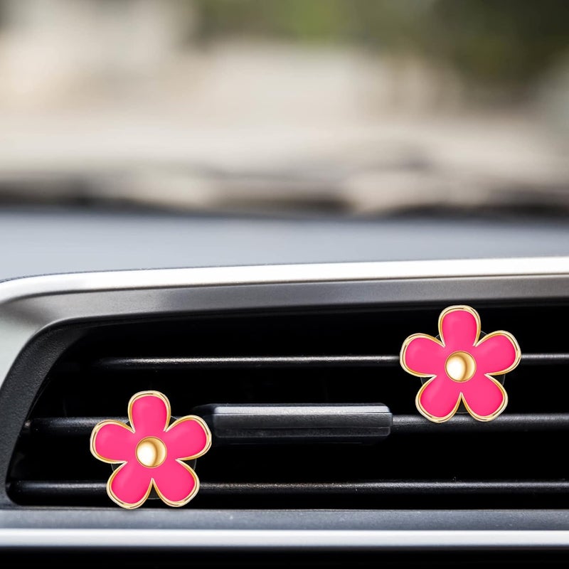 Frienda 6 Pcs Daisy Flower Air Vent Clip Accessories Air Conditioning Outlet Clip Car Air Freshener Dashboard Accessories Charm Car Inter Decor(2.5 cm, 3 cm, 3.3 cm,Red) - Image 5