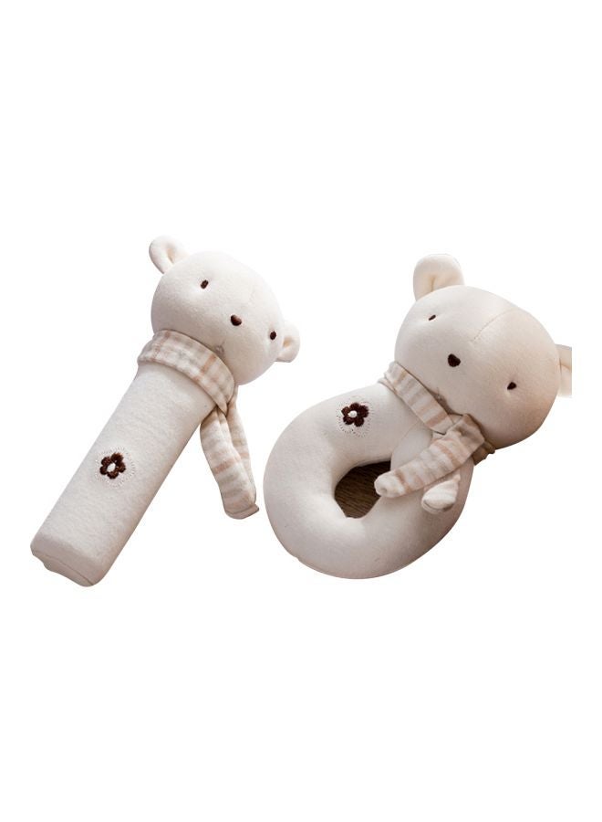 2-Piece Stuffed Animal Shaped Rattle And Squeaky Toy Set