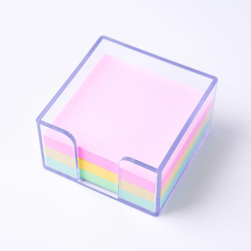 Dueecasebit Sticky Notes Holderï¼ŒClear Acrylic 3" x 3" Post it Note Holder Dispenser for Desk, Computer Screen, Classroom Office Organizer, Light Blue - Image 1