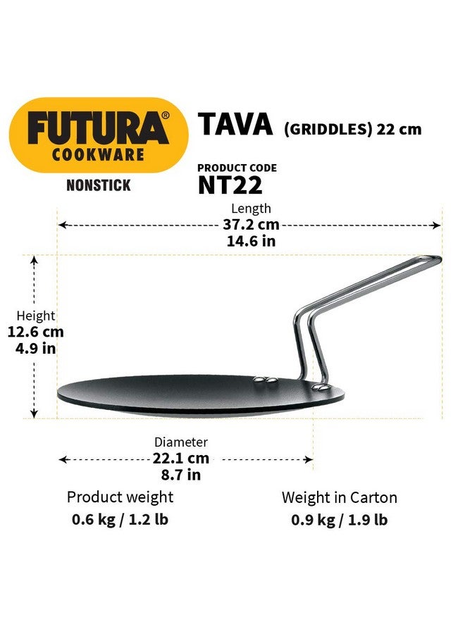 Hawkins Futura 22 cm Tava, Non Stick Tawa with Stainless Steel Handle, Black (NT22) - Image 3