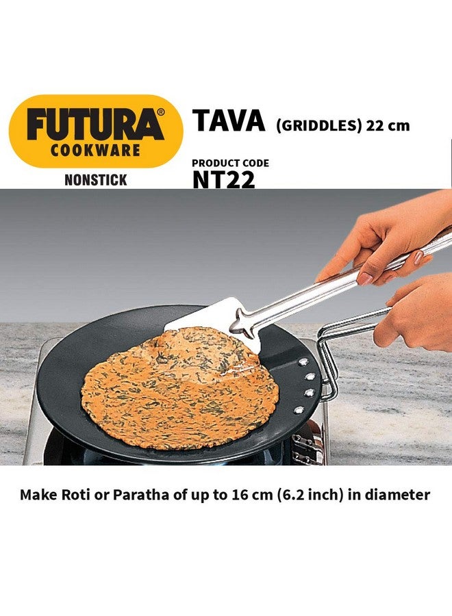 Hawkins Futura 22 cm Tava, Non Stick Tawa with Stainless Steel Handle, Black (NT22) - Image 4