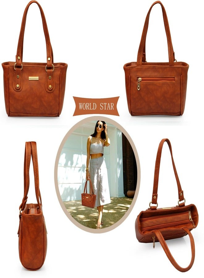 WORLD STAR PU Handbag for Womens | Tan - Image 2