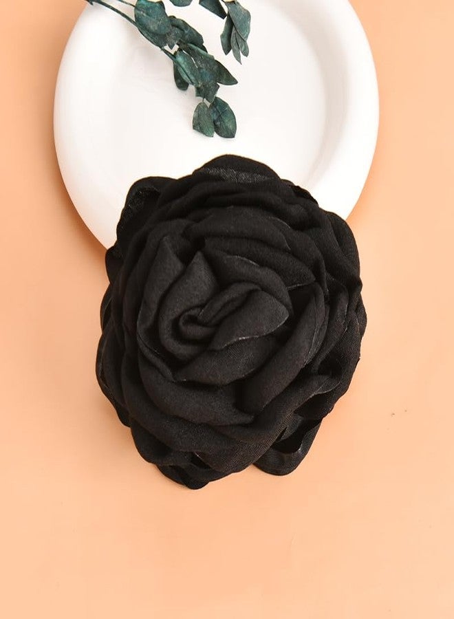 YangQian Large Flower Claw Clips for Women Girls Black Rose Claw Clip for Thin Thick Hair Clips for Styling With Floral Hair Clips for Women Girls Rose Hair Claw Clip - Image 5