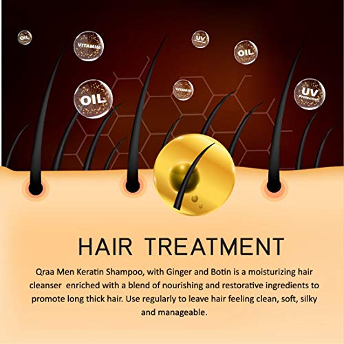 Qraa Men Keratin Shampoo With Ginger & Biotin for Nourished and Thick Hair- Sulfate & Paraben Free, 200ml Shampoo - Image 4