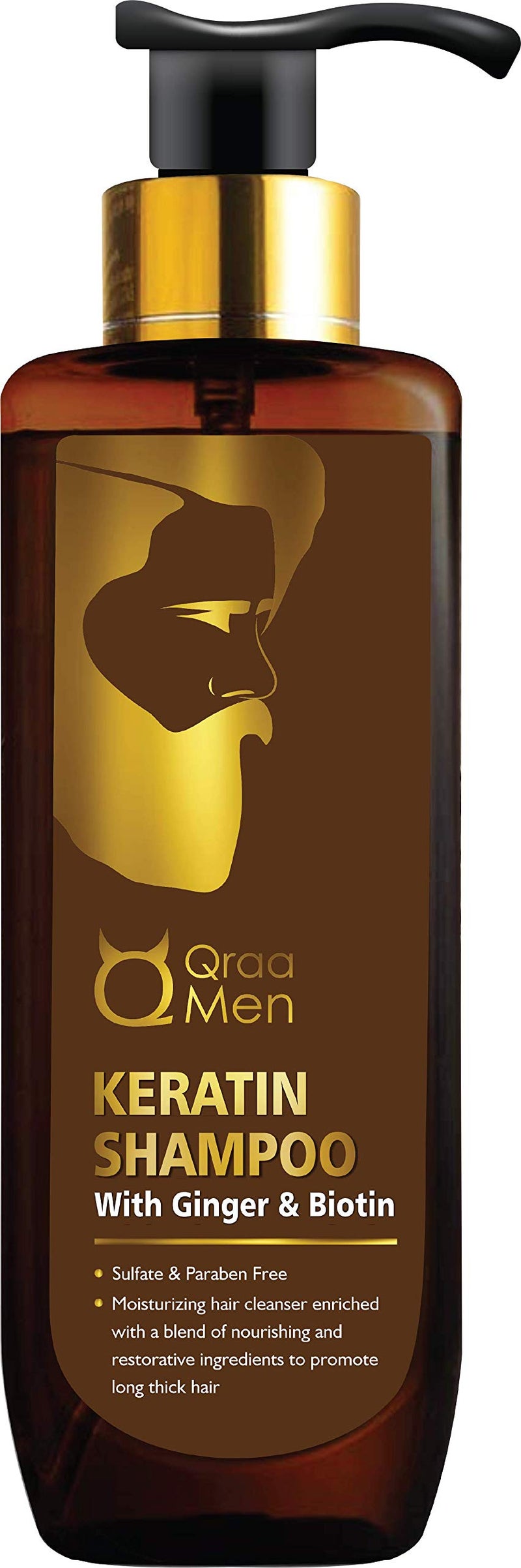 Qraa Men Keratin Shampoo With Ginger & Biotin for Nourished and Thick Hair- Sulfate & Paraben Free, 200ml Shampoo - Image 1