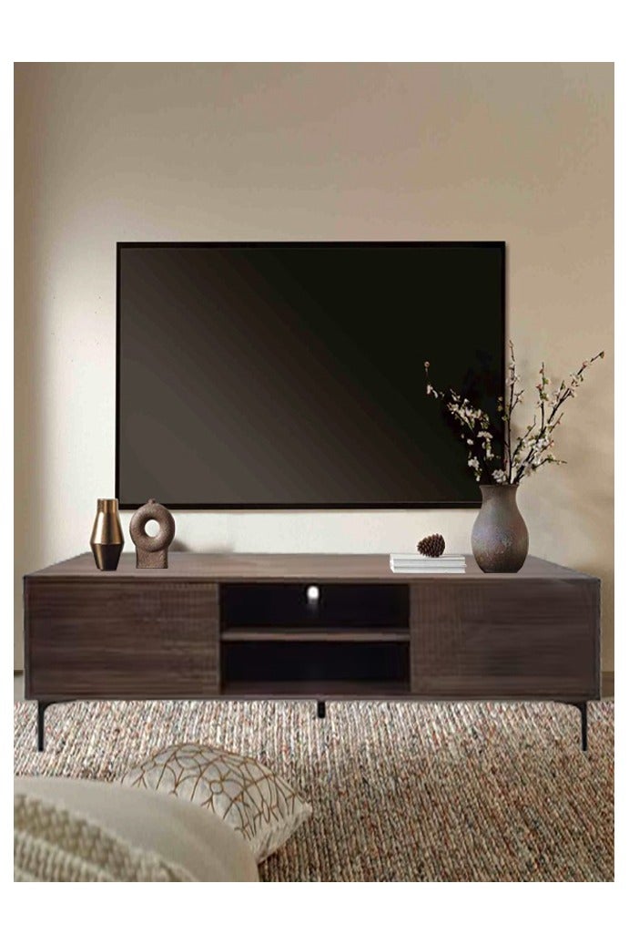 ليفينج طاولة بلازما خشبية حديثة مع رف 160*40*48 سم - Image 2