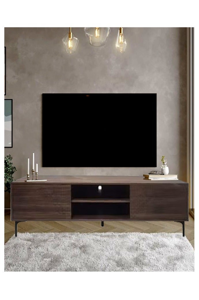 ليفينج طاولة بلازما خشبية حديثة مع رف 160*40*48 سم - Image 3