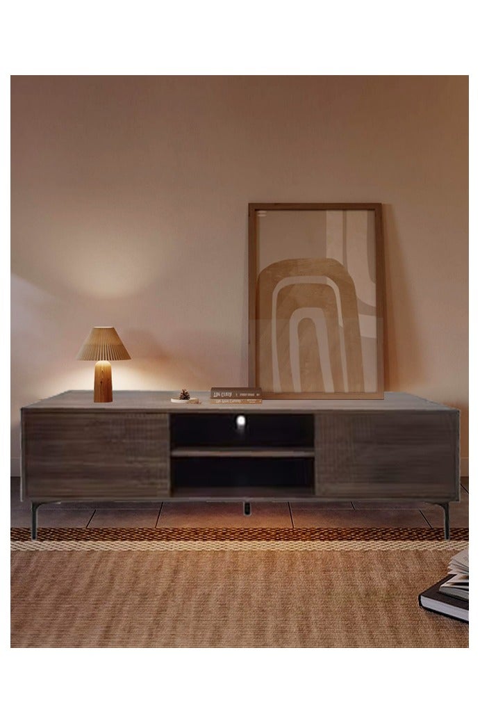 ليفينج طاولة بلازما خشبية حديثة مع رف 160*40*48 سم - Image 5