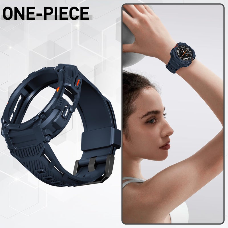Suoman for Samsung Galaxy Watch 7/8 Ultra 47mm (2024/2025) Case with Band, [No Tempered Glass] Rugged+ All-Round TPE Matte Protective Cover Bumper -Blue - Image 4