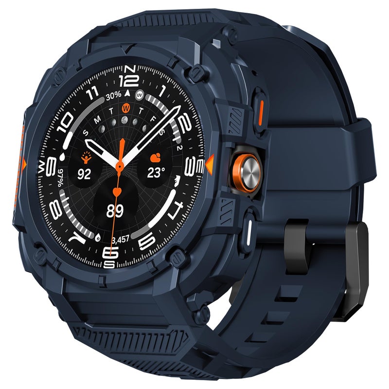 Suoman for Samsung Galaxy Watch 7/8 Ultra 47mm (2024/2025) Case with Band, [No Tempered Glass] Rugged+ All-Round TPE Matte Protective Cover Bumper -Blue - Image 1