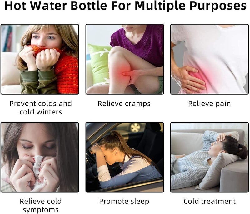 HomeFast Hot Water Bottle with Plush Cover - 500ml Rubber Hot Water Bag with Hand Warmer Pockets for Pain Relief, Cramps, Backpain, Neckpain & Body Pain | Safe, Durable & Recyclable - Image 5