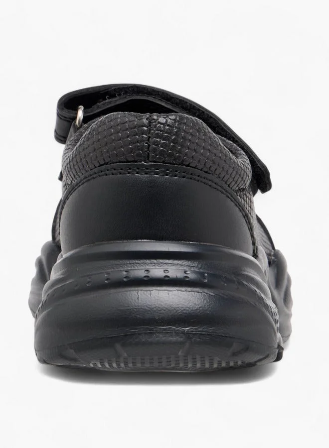 Flora Bella By Shoexpress BLACK Girls Textured Mary Jane School Shoes with Hook and Loop Closure for Women | Best Price UAE