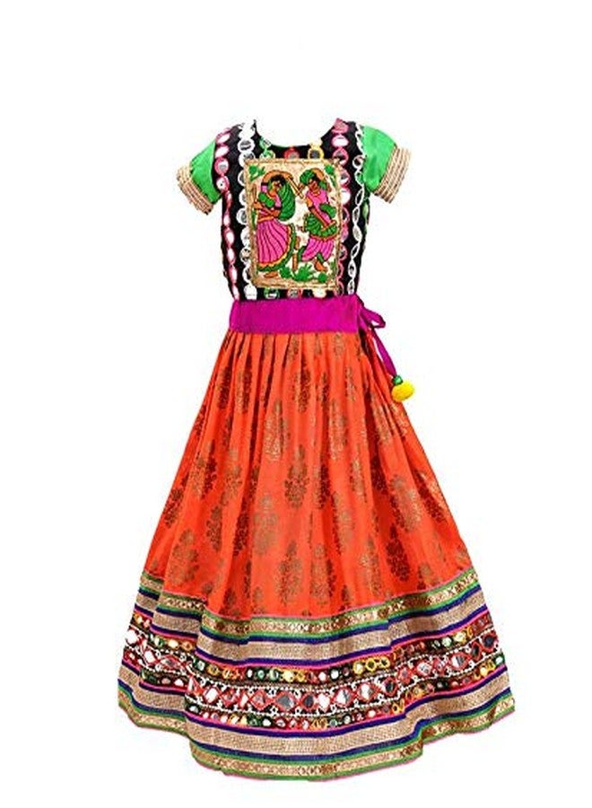 Aglare Girl's Cotton Readymade Lehenga Choli (ALk1040500_MUL_24_Orange_4-5 Years) - Image 3
