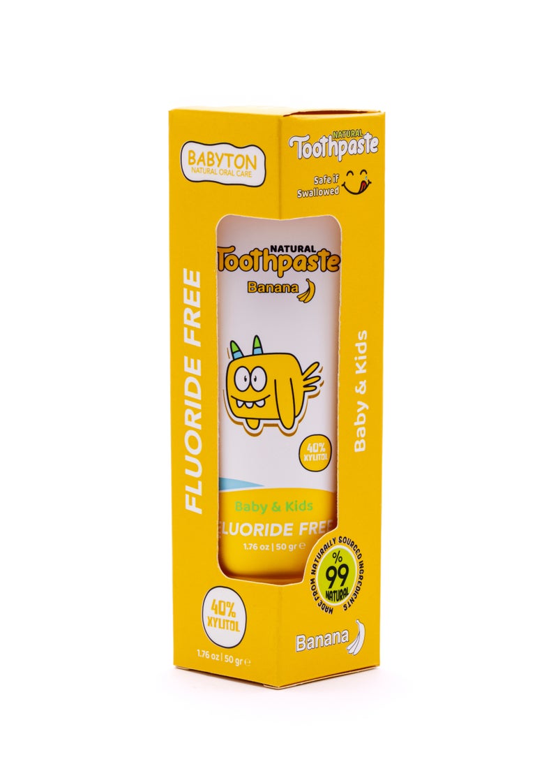 Babyton Natural Toothpaste – Fluoride-Free Gel | Safe if Swallowed | For Babies 6 Months+ | Banana Flavor - Image 3