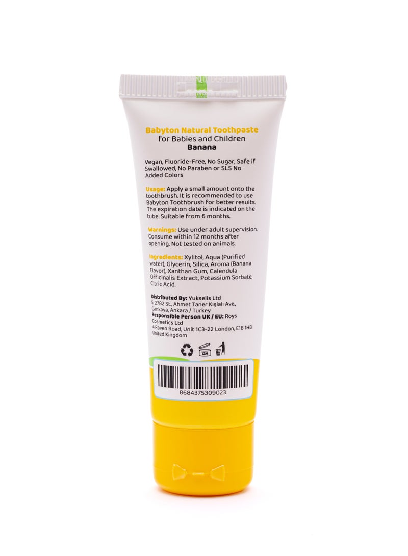 Babyton Natural Toothpaste – Fluoride-Free Gel | Safe if Swallowed | For Babies 6 Months+ | Banana Flavor - Image 2