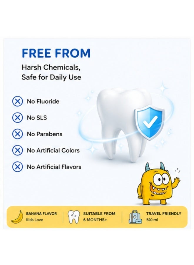 Babyton Natural Toothpaste – Fluoride-Free Gel | Safe if Swallowed | For Babies 6 Months+ | Banana Flavor - Image 5