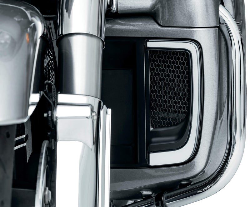 Kuryakyn 5064 Motorcycle Lighting Accessory: Tracer LED Running Light/Turn Signal Fairing Lower Grills for 2014-20 Harley-Davidson Motorcycles, Satin Black, 1 Pair - Image 4