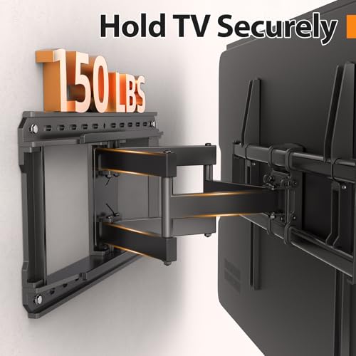 IWORKBOARD Full Motion 75 85 86 90 97'' TV Wall Mount Bracket, Loads 150 lbs Heavy Duty TV Mount, Swivel Tilt Extension Level, Complete Metal Bars & Wall Plate, up to 600x400mm VESA & 24'' Wood Studs - Image 4
