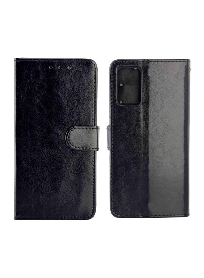 اس-توب جراب لهاتف OPPO Realme GT 5G / X7 Max 5G / Q3 Pro 5G China / GT Neo 5G جراب واقٍ من الجلد بتصميم Crazy Horse Texture مع حامل وفتحات للبطاقات ومحفظة وإطار للصور - Image 2