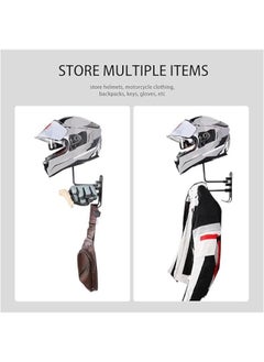HOOKOR Durku Helmet Stand, Rotation Metal Helmet Holder Wall Mount, Helmet Holder Bike with 2 Hooks Helmet Hanger for motorbike, Caps, Baseballs, Rugby Helmet  - Image 3