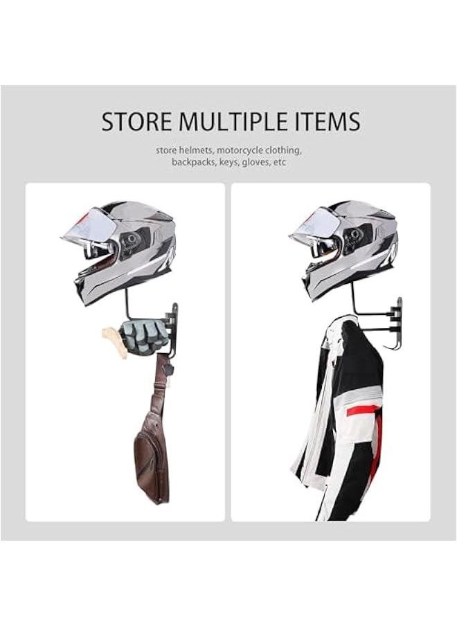 HOOKOR Durku Helmet Stand, Rotation Metal Helmet Holder Wall Mount, Helmet Holder Bike with 2 Hooks Helmet Hanger for motorbike, Caps, Baseballs, Rugby Helmet  - Image 3