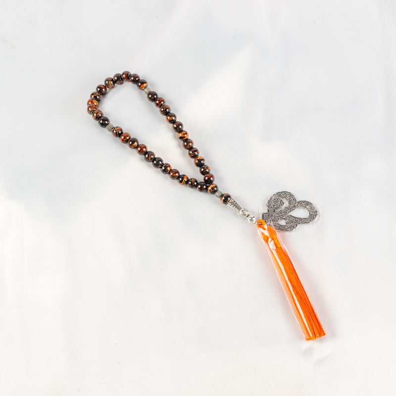 The Black Pearl Accessories Brown Blue Alabaster Stone Prayer Bead of 33 Beads - Image 1