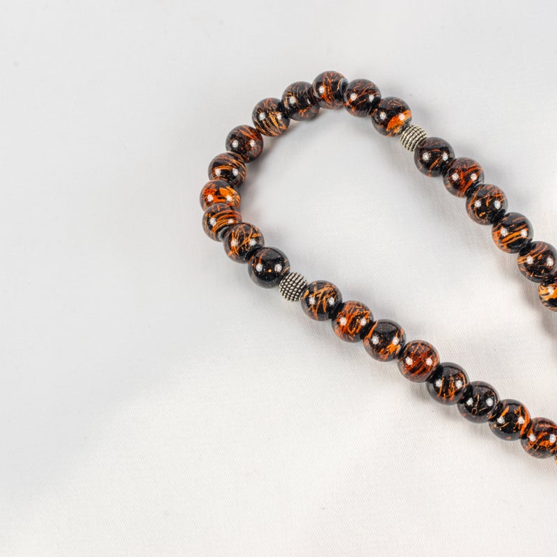 The Black Pearl Accessories Brown Blue Alabaster Stone Prayer Bead of 33 Beads - Image 2