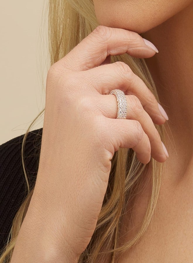 Barzel Women's Wide Eternity Ring Wedding Band - 18k White or Rose Gold Plated Wide Band Cubic Zirconia Eternity Ring, 10, Metal, Cubic Zirconia - Image 2