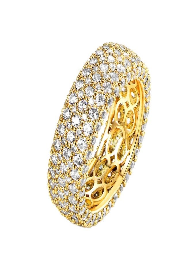 Barzel Women's Wide Eternity Ring Wedding Band - 18k White or Rose Gold Plated Wide Band Cubic Zirconia Eternity Ring, 10, Metal, Cubic Zirconia - Image 1