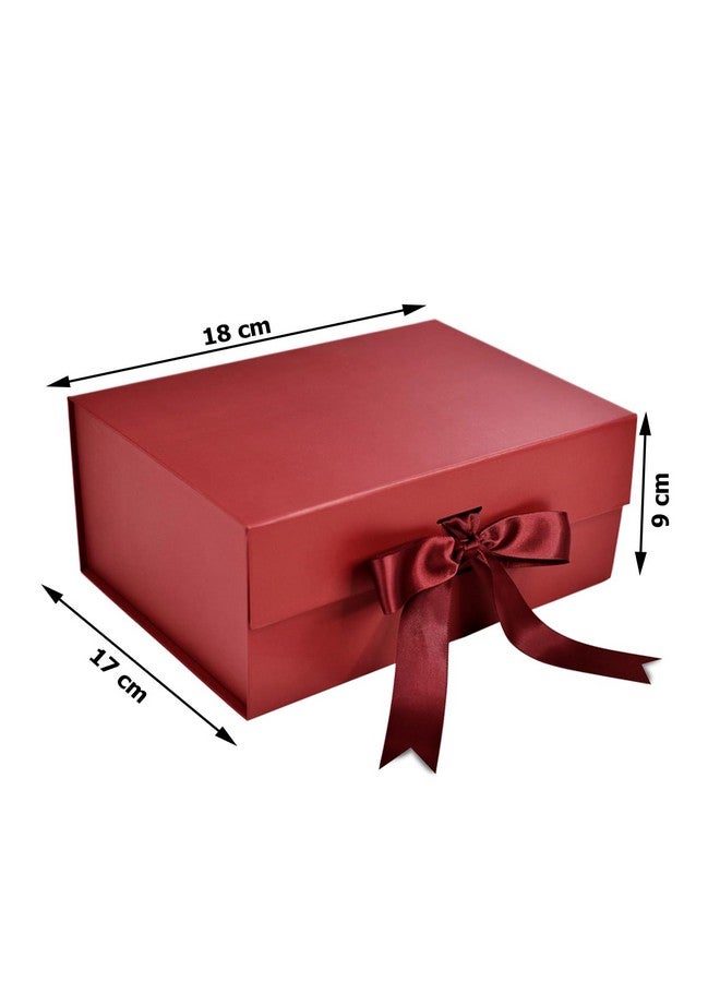 Aakriti Maroon Foldable Rakhi Gift Box Empty Gift Box with Satin Ribbon, Multipurpose Hamper Box Holds upto 5 kg Reuse Gift Boxes for Gift Packing (Small 18 x 17 x 9 cm, Maroon Matte Finish 20Pcs) - Image 2