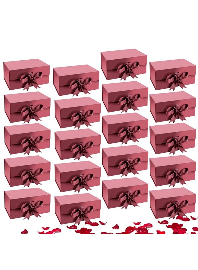 Aakriti Maroon Foldable Rakhi Gift Box Empty Gift Box with Satin Ribbon, Multipurpose Hamper Box Holds upto 5 kg Reuse Gift Boxes for Gift Packing (Small 18 x 17 x 9 cm, Maroon Matte Finish 20Pcs) - Image 1