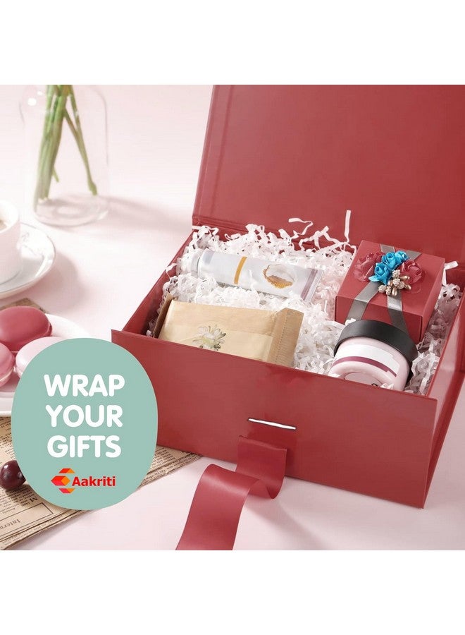 Aakriti Maroon Foldable Rakhi Gift Box Empty Gift Box with Satin Ribbon, Multipurpose Hamper Box Holds upto 5 kg Reuse Gift Boxes for Gift Packing (Small 18 x 17 x 9 cm, Maroon Matte Finish 20Pcs) - Image 4