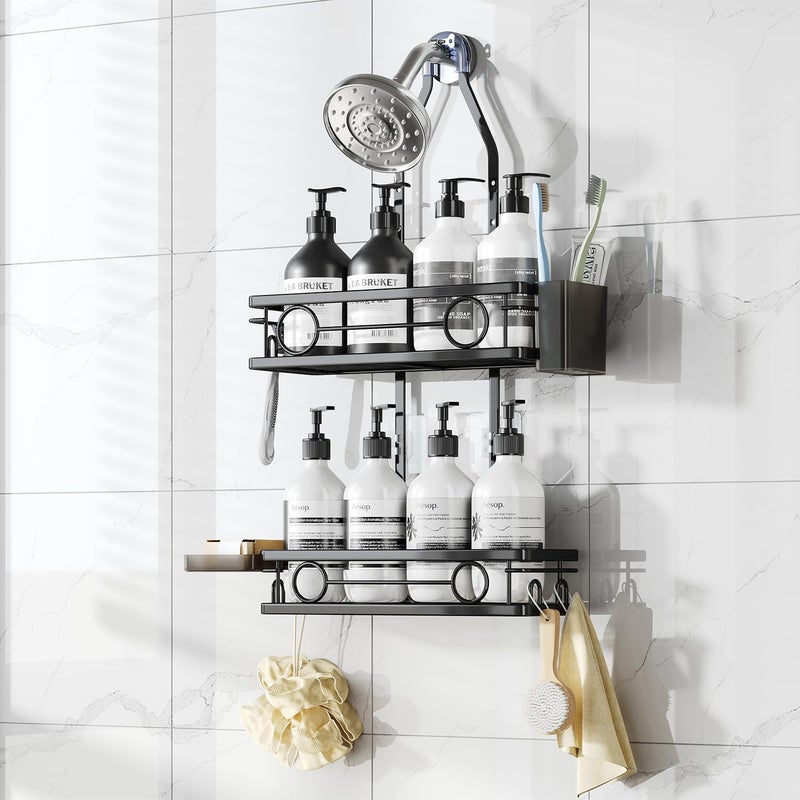 Dotpilgo Adjustable Shower Caddy Hanging Rustproof Large-Capacity Bathroom Organizer Shower Racks with Hooks for Razor Bathroom Organizers and Storage - Image 1