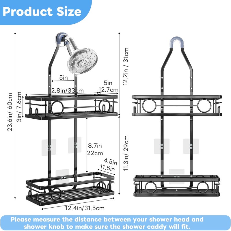 Dotpilgo Adjustable Shower Caddy Hanging Rustproof Large-Capacity Bathroom Organizer Shower Racks with Hooks for Razor Bathroom Organizers and Storage - Image 2