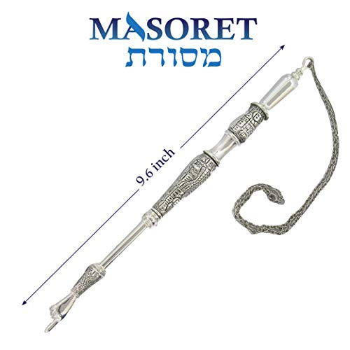 MASORET Modern Yad Torah Pointer: Fine, Elegant Carved Handle with Hand with Extended Finger Pointed; Protects Jewish Israelis Scrolls, 9.6 Inches - Image 2