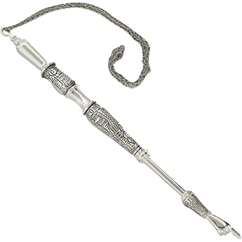MASORET Modern Yad Torah Pointer: Fine, Elegant Carved Handle with Hand with Extended Finger Pointed; Protects Jewish Israelis Scrolls, 9.6 Inches - Image 1