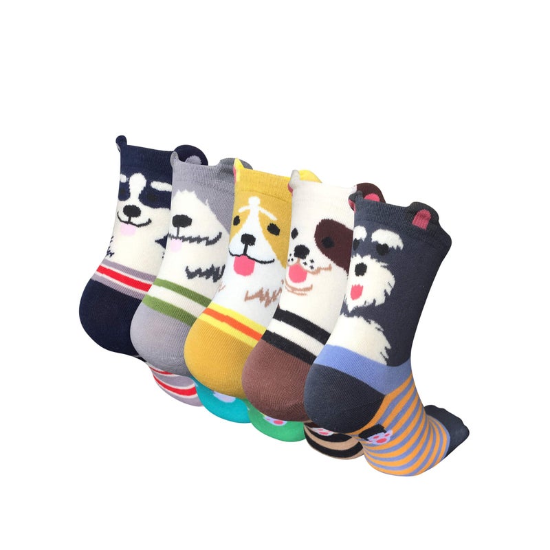SOLARAE Cute Animal Socks for Women Girls 5 Pairs, Funny Dog Socks and Cool 100% Cotton Art Painting Cat Socks Women Casual Crew Socks Funny Lovely Pattern - Image 1