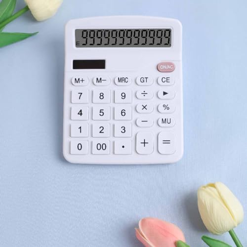 PUNGLTD Office Desk Calculator, Cute Calculator for Kids, Basic Calculators Desktop, Dual Power Simple Financial Calculator with Big Button Large Display for Office Home and School (White) - Image 5