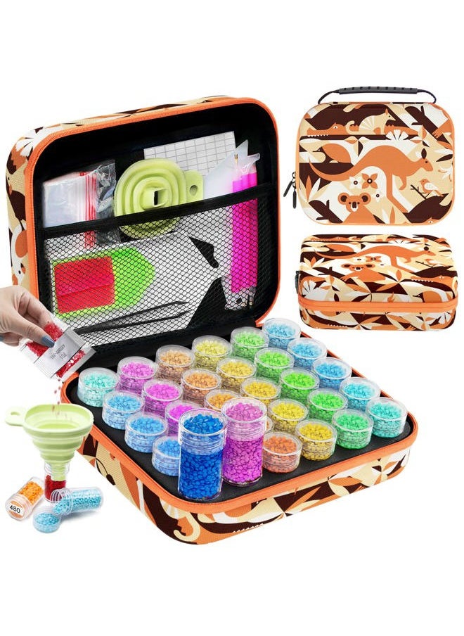 ARTDOT 30 Slots Storage Container for Diamond Art Kits for Adults,Portable Bead Storage Boxes for Diamond Painting Accessories and Tools(Orange)  - Image 1