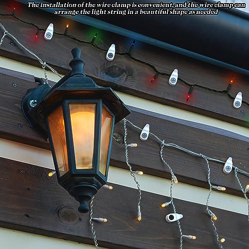 Lewufe Hooks for Outdoor String Lights Clips, Christmas Light Clips Weatherproof, Lights Hanger Hooks for Hanging Christmas Light, Fairy Light, Cable, Holiday Decor - White, 50 Pack - Image 4