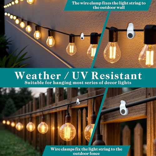 Lewufe Hooks for Outdoor String Lights Clips, Christmas Light Clips Weatherproof, Lights Hanger Hooks for Hanging Christmas Light, Fairy Light, Cable, Holiday Decor - White, 50 Pack - Image 3