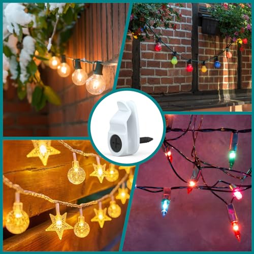 Lewufe Hooks for Outdoor String Lights Clips, Christmas Light Clips Weatherproof, Lights Hanger Hooks for Hanging Christmas Light, Fairy Light, Cable, Holiday Decor - White, 50 Pack - Image 5