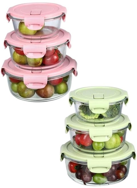 3 pieces of high-quality pyrex glass storage bowl for keeping food in the refrigerator and placing it in the microwave, very safe for health, sizes (560-660 - 860) ML (MultiColor)